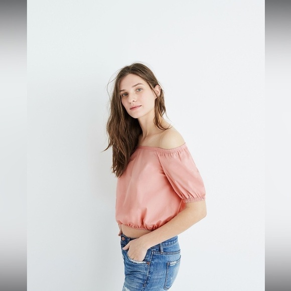 Madewell Off-the-Shoulder Bubble Top in Weathered Pink, Size M - Picture 1 of 9